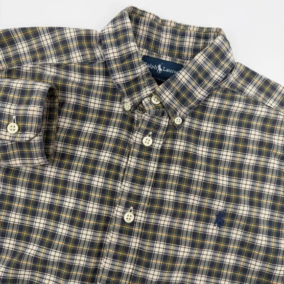 Ralph Lauren Kids Plaid Button Down Shirt Long Sleeve‎ Cotton Size Large 14/16