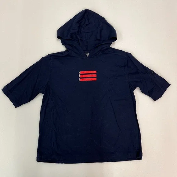 Polo Jeans Company‎ Hooded T-Shirt Short Sleeve Navy Blue Youth Size L VTG NWT