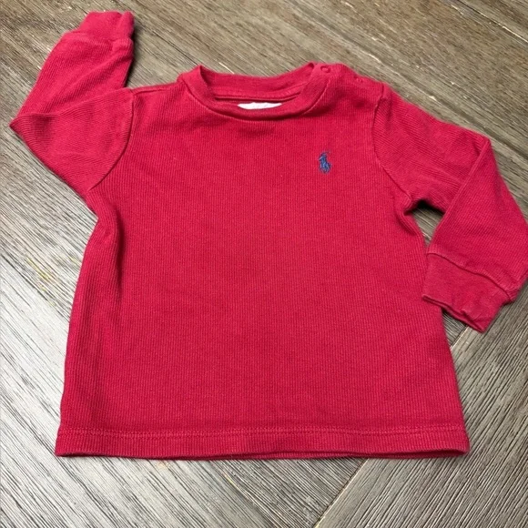 Ralph Lauren Baby Long Sleeve Red Crew Neck Pull Over Shirt Size 9M