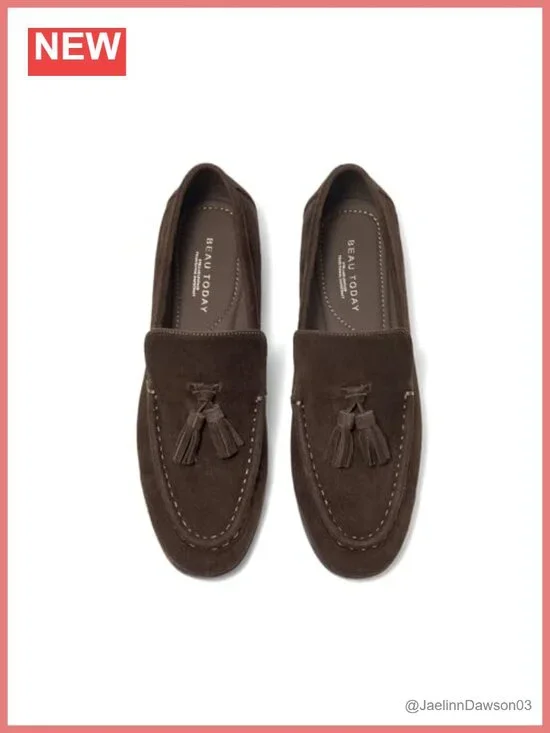 Women's Suede Tassel Loafers Slip On Flat Shoes Lambskin