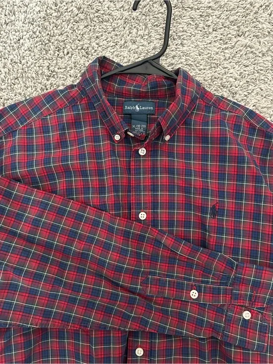 Ralph Lauren Red and Green Plaid Button-Down Shirt