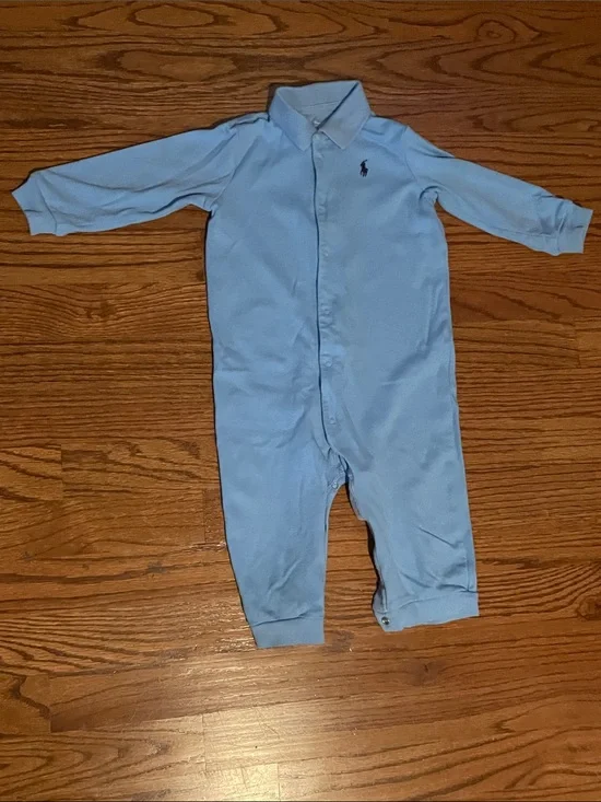Ralph Lauren Baby Polo One-Piece in Light Blue