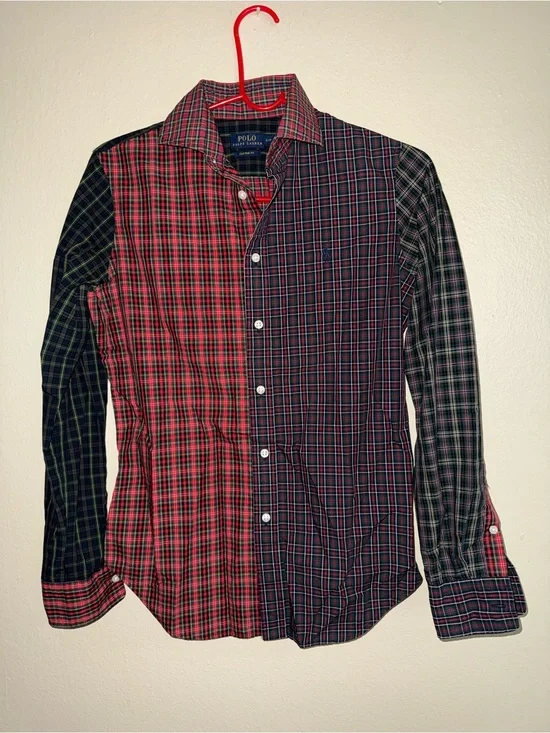 Boys Ralph Lauren Men’s Mixed Plaid Button-Down Shirt - Red, Black, Green