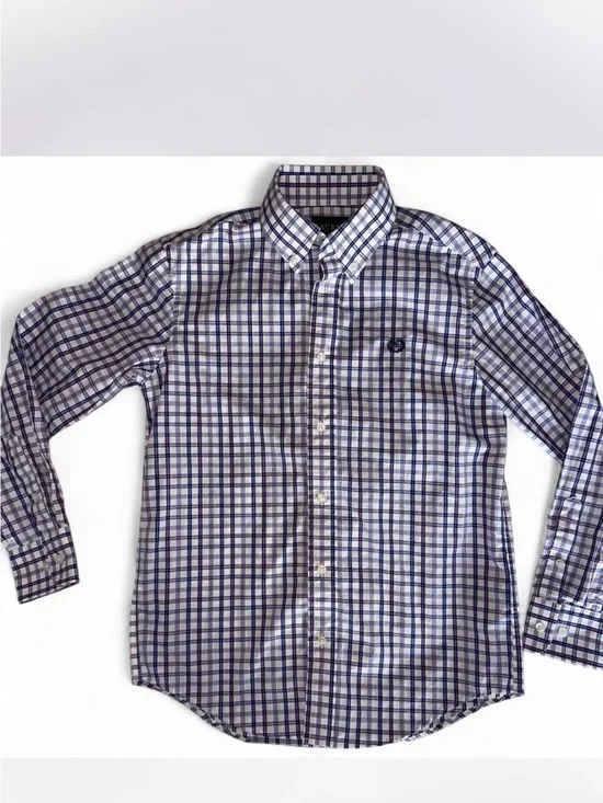 Lauren by Ralp Lauren! Boys’ Size 12 Blue and White Plaid Button-Down Shirt