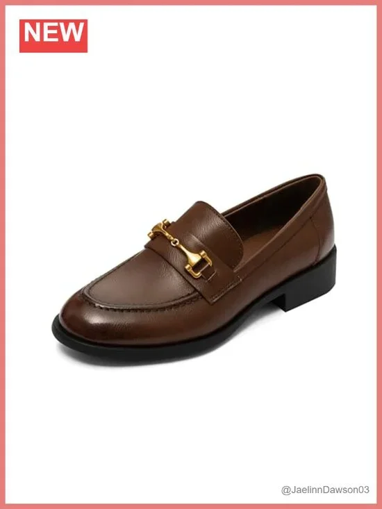 Women's Faux Leather Loafers, Horsebit Slip-On Flats, Office & Casual Shoes