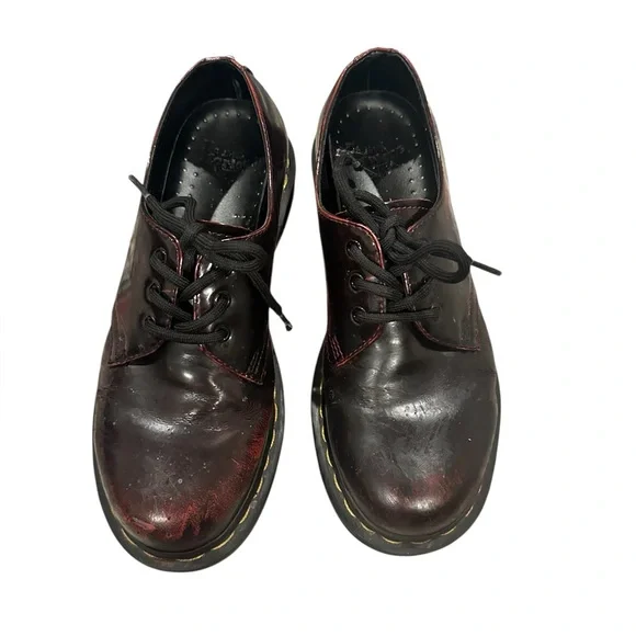 Dr. Martens 1461 Arcadia Grunge Oxblood Rub-off Distressed 3 eyelet Oxford Shoes