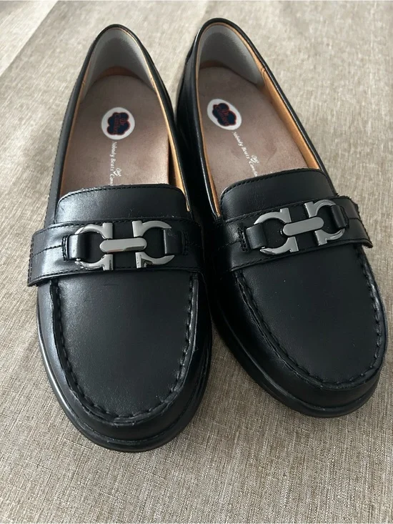 New Dr. Comfort Mallory Black Leather Slip On Dress Shoes Women’s Size 7.5