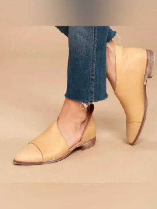 Free People Tan Leather Pointed Slip-On Flats