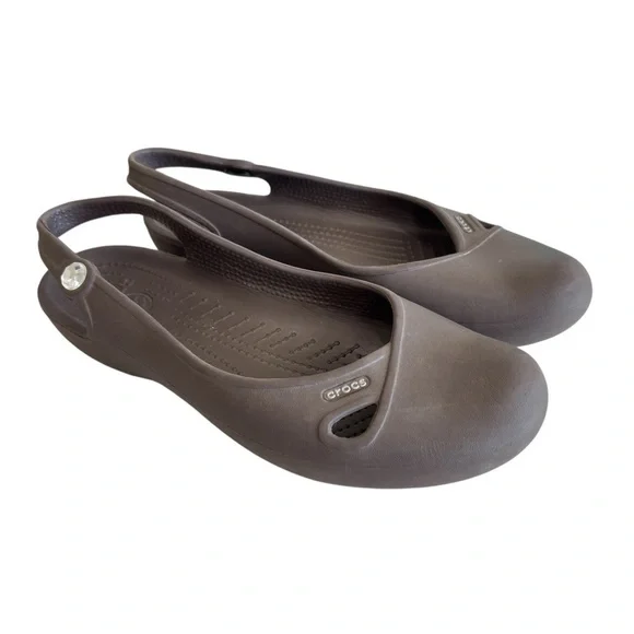 CROCS Taylor Slingback Flats‎ Mules Sandals Black Slip On Shoes Sz 7 Y2K Preppy