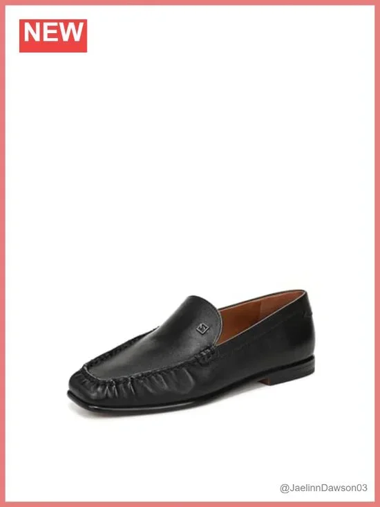 Women's Slip On Loafer Leather Square Toe Hand Stitch Low Heel