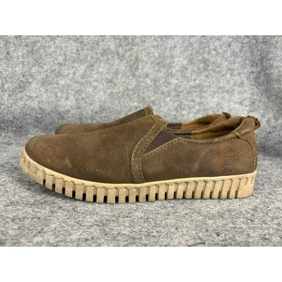 Born Shoes Womens Size 8.5 Brown Suede Slip On Loafers Casual Comfort F74223‎