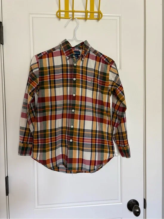 Ralph Lauren Fall Plaid Button Down Shirt Kids Sz M