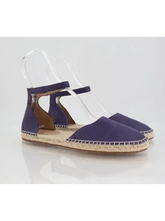Eileen Fisher Women Lala Espadrille Flat Size 11 Blue Purple Leather Ankle Strap