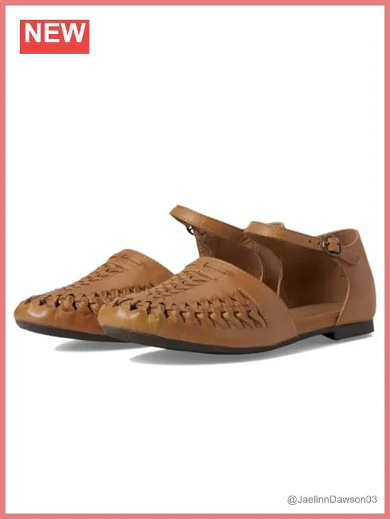 Seychelles Women's Crimson Woven Leather Flat Shoes Adjustable Ankle Strap