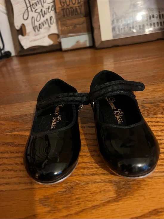 Dance Class Tap & Ballet Shoe Set Kids Size 11.5 Black Patent Pink Slippers