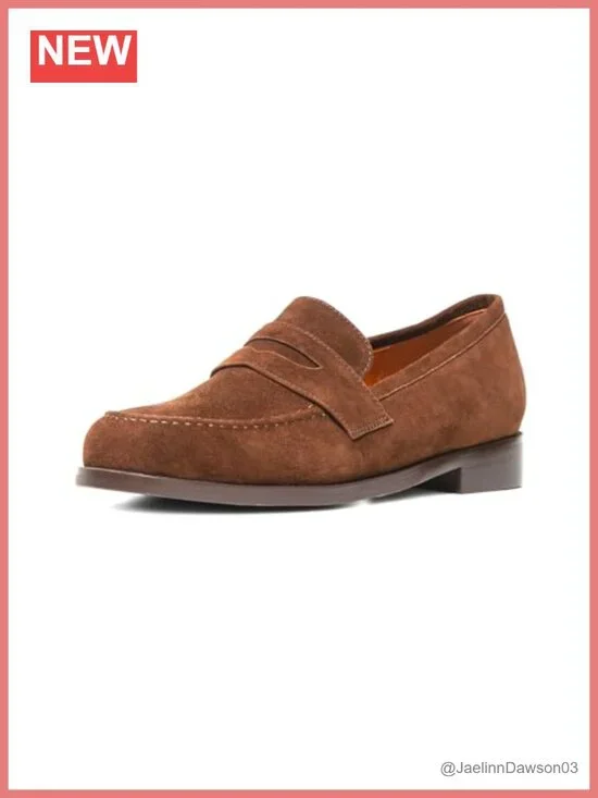 Suede Penny Loafers with Cushioned Insole – Slip Resistant Comfort
