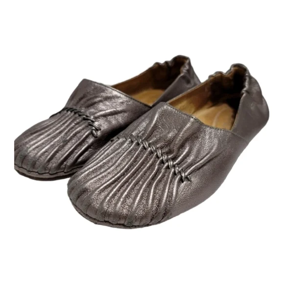 Chocolat Blu Cam2 Metallic Bronze Moccasin Pleated Flats 6