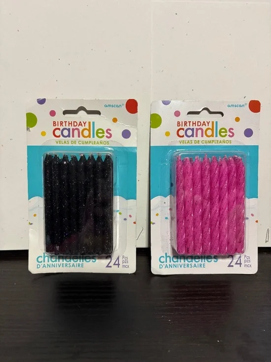 black and pink birthday candles