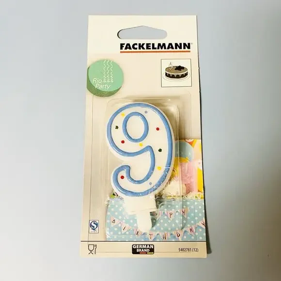 Polka Dot Number‎ 9 Candle - Birthday Party Supplies 9th Birthday For Cake