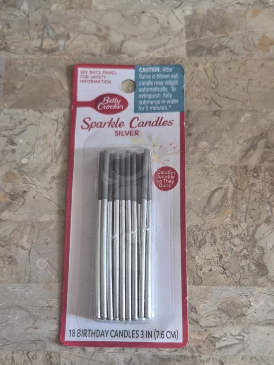 Betty Crocker Silver Sparkle Cake Candles - Metallic Cake Sparklers