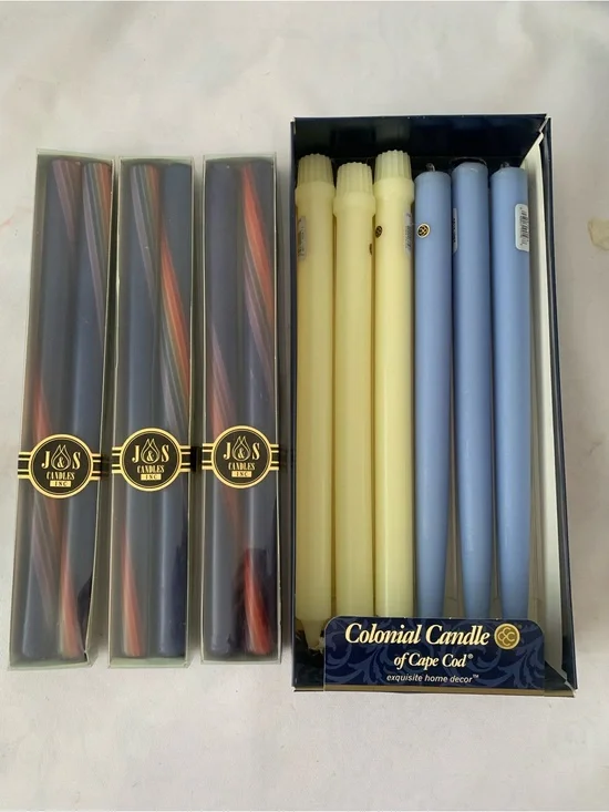 Vintage Mix of 12 Multicolor Colonial Candles and J&S 12