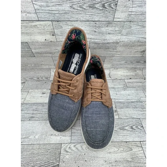 Skechers Slip-ins On-the-GO Ideal Navy Tan Boat Shoes 138215 Women Sz 7.5‎