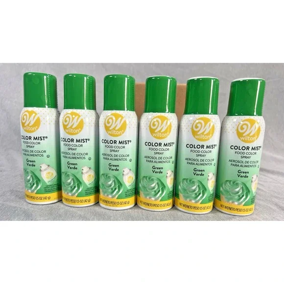 6 WILTON 1.5 Oz GREEN COLOR MIST FOOD SPARY Baking HOLIDAY WEDDING CAKES cupcake