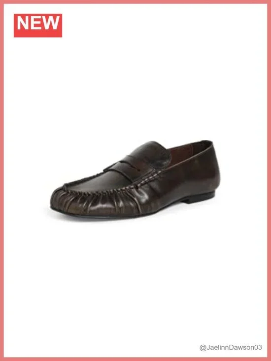 Women's Leather Loafers Cushioned Footbed Rubber Sole