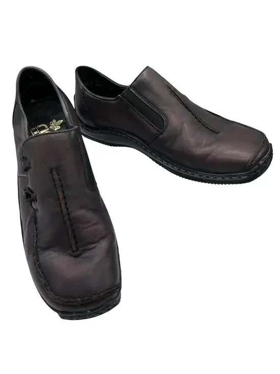 Rieker Antistress Leather Slip On Shoes Womens EU 38 US 7 Brown Comfort Walking