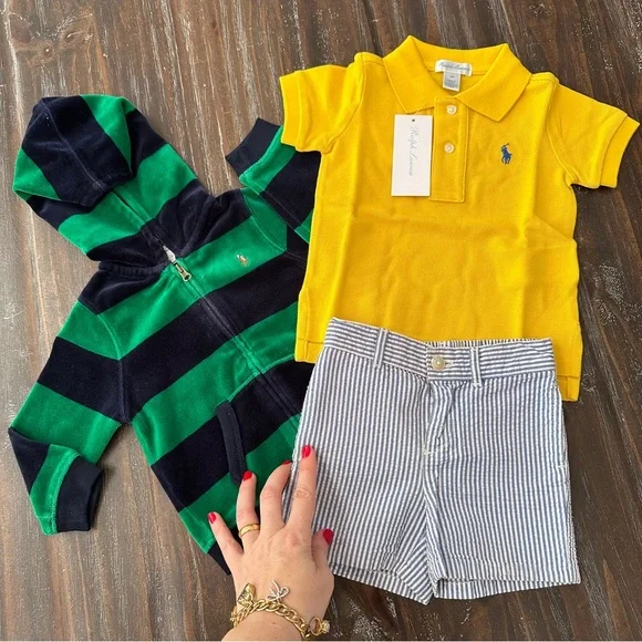 Polo Ralph Lauren Baby Boy Bundle Jacket Shirt Shorts Set 6-9 months