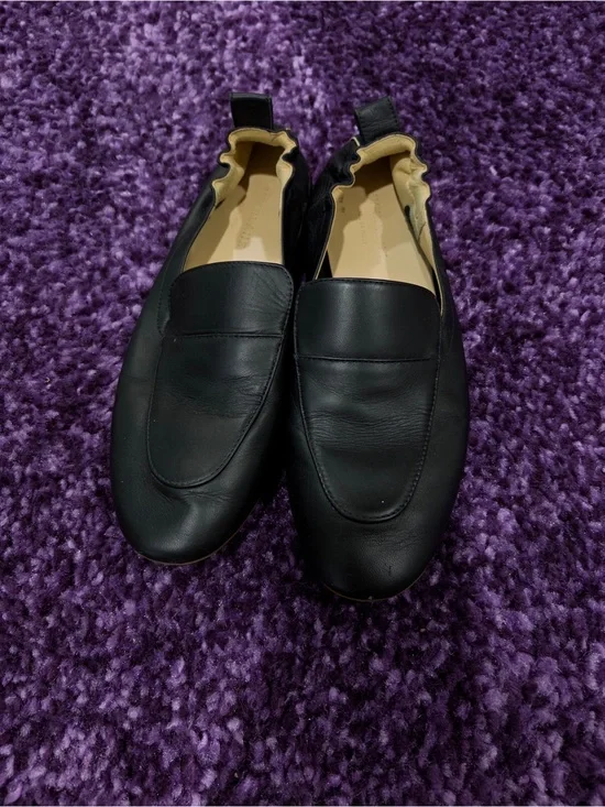 Men's Black Leather Slip-On Loafers with Cushioned Insole
