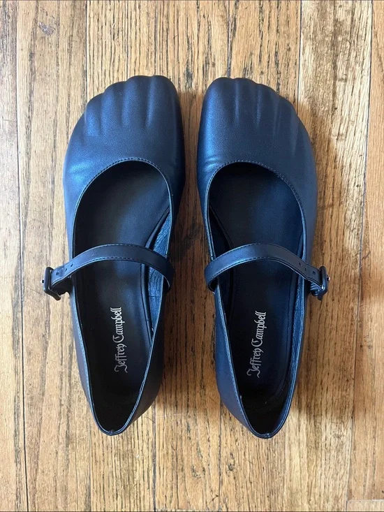 Black Mary Jane Ballet Flats with Strap