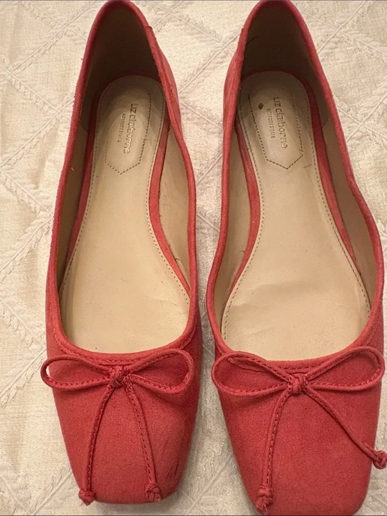 Liz Claiborne Coral Suede Square-Toe Ballet Flats