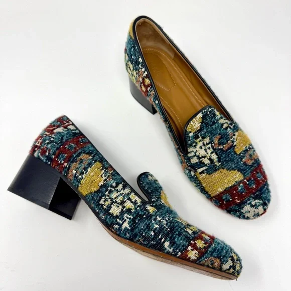 Chloé Tapestry Block Heel Loafers