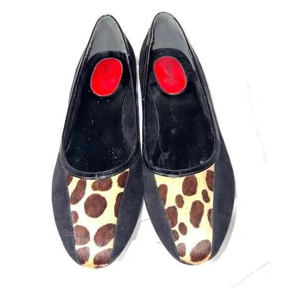 J Renee suede flats animal print insert‎ patent leather accent size 6.5