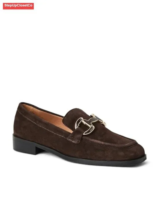 Women's Square Toe Leather Loafers, Slip-On Dress Shoes