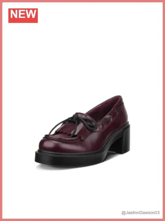 ECCO Seoul 45mm Leather Tassel Loafer Block Heel Slip-On Comfort
