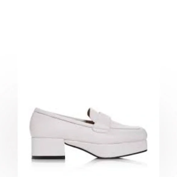 Jeffrey Campbell Student 90’s/Y2K Square-Toe Platform Loafers in Cream