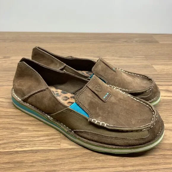 Ariat Womens Cruiser Sz 9 M Brown Leather Slip On Moc Toe‎ Loafer Shoes 10017457