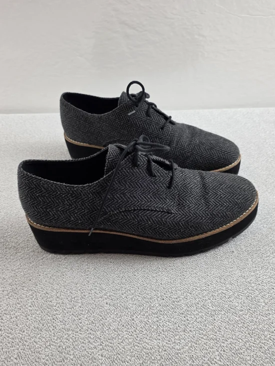 Eileen Fischer Grey Herringbone Lace-Up Platform Oxfords Wmn's 10