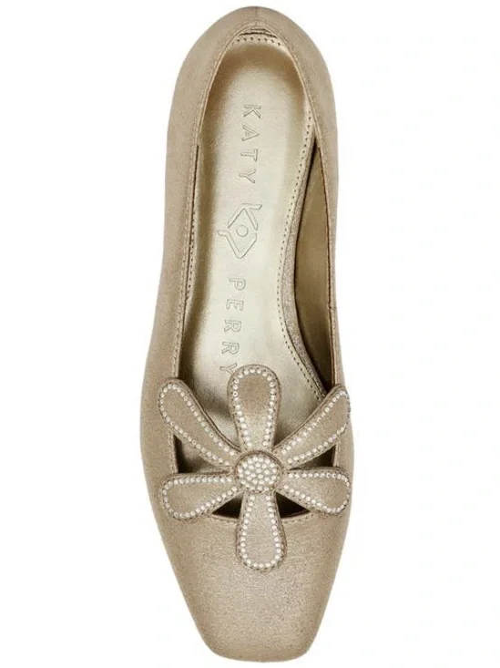 Katy Perry The Evie Daisy Flats Shimmery Gold Ballet Size 6.5 New
