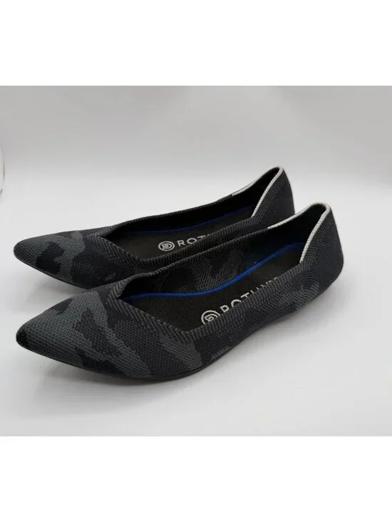 Rothy's The Flats Ballet Women Size 7 Grey Camo Pointed Toe Knit Casual Shoe