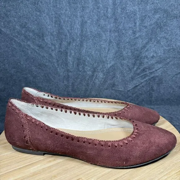 Jack Rogers Bordo Suede Leather Ballet Flats‎ Size 9.5 M