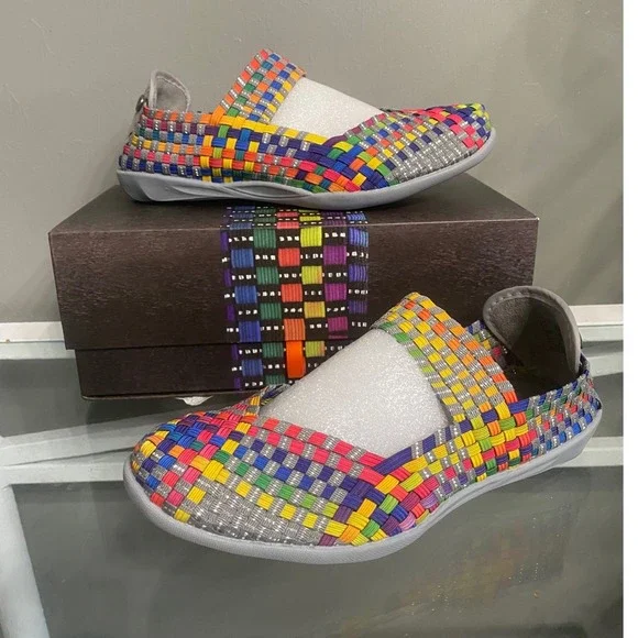 Bernie Mev Cuddly Multi Color Woven Mary Jane Memory Foam Flats Size 40