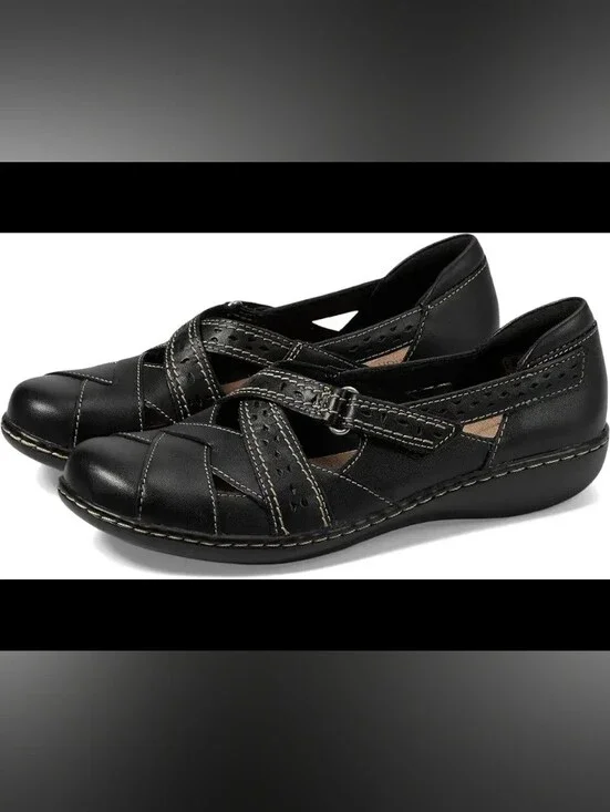 Clarks Black Leather Ashland Spin Q Black Loafers