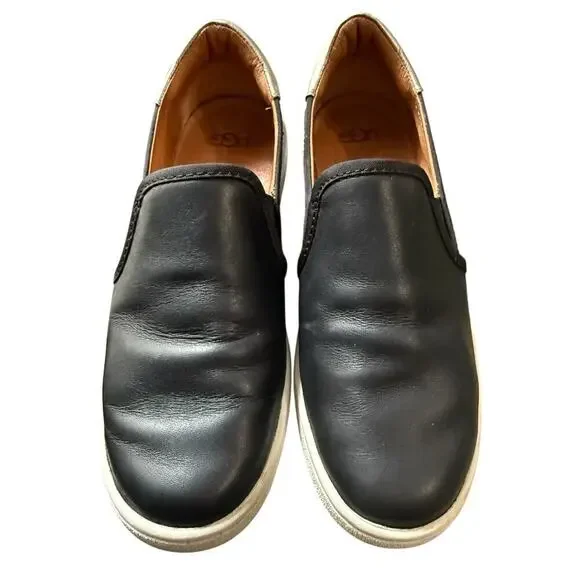 UGG Black Leather Slip-On Sneakers Size 6.5