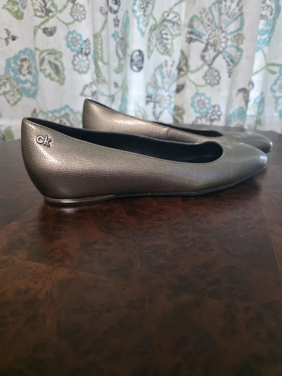 Calvin Klein Metallic Gray Ballet Flats