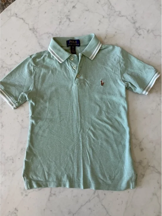 Polo Ralph Lauren Boys S 8 Mint Green Cotton Pique Polo Shirt Pony Logo