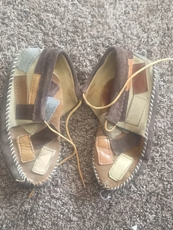Kids Patchwork Suede Moccasin Shoes - Brown Multi Size 3/4