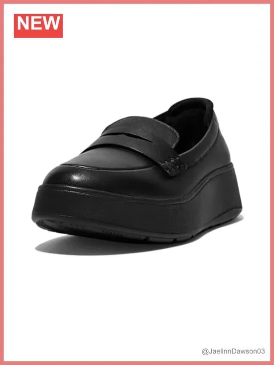 Leather Loafers Slip-On Fringe Platform Heel, Comfortable Casual